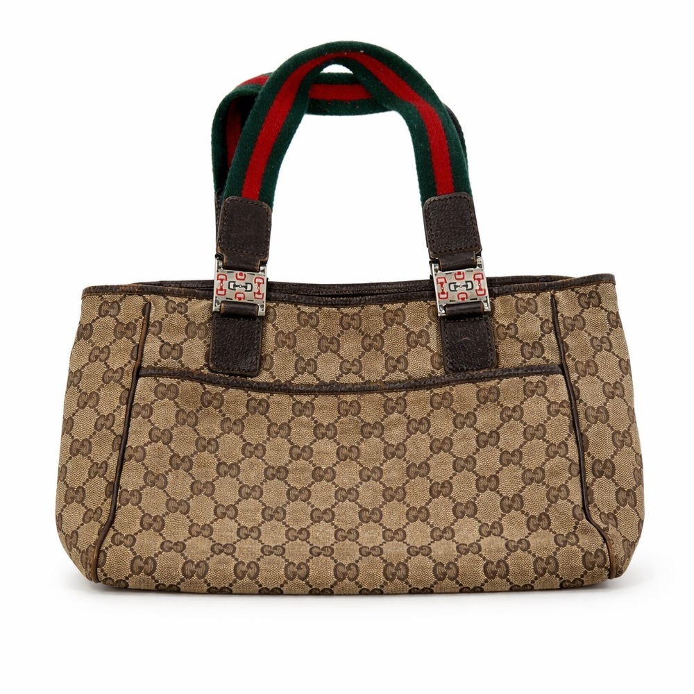 Gucci GG Vintage Iconic Monogram Canvas Web Sherry Line Pop Tote Bag Drawstring - Picture 14 of 14